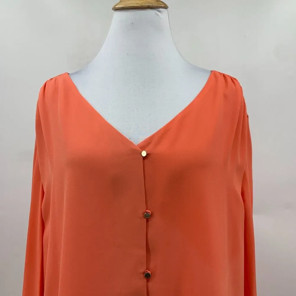 The Limited Collection Cutout Sleeve Womens XL Extra Large Coral Orange V Neck - Picture 5 of 13